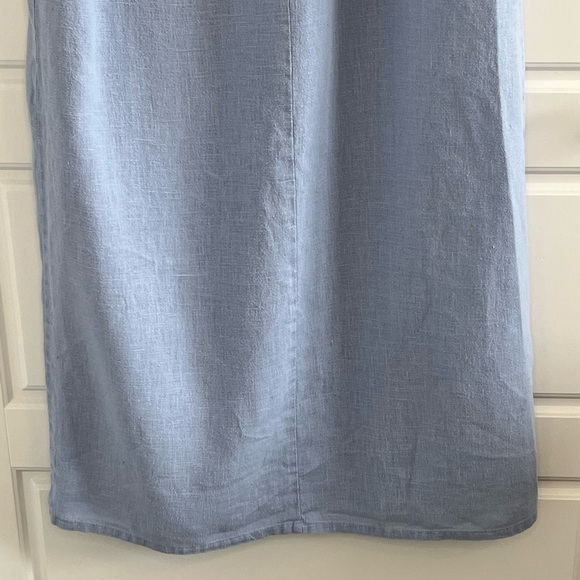 Vintage Sweet Jessie Bohemian Sky Blue Cottagecore 100% Linen Maxi Dress MP - Picture 7 of 11